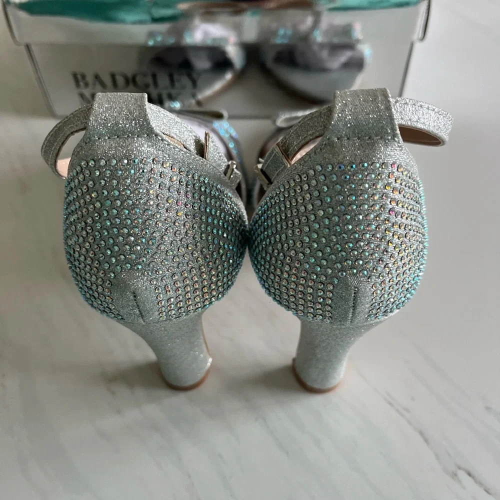 Badgley Mischka Sparkling Silver Strappy Heels - Picture 3 of 7